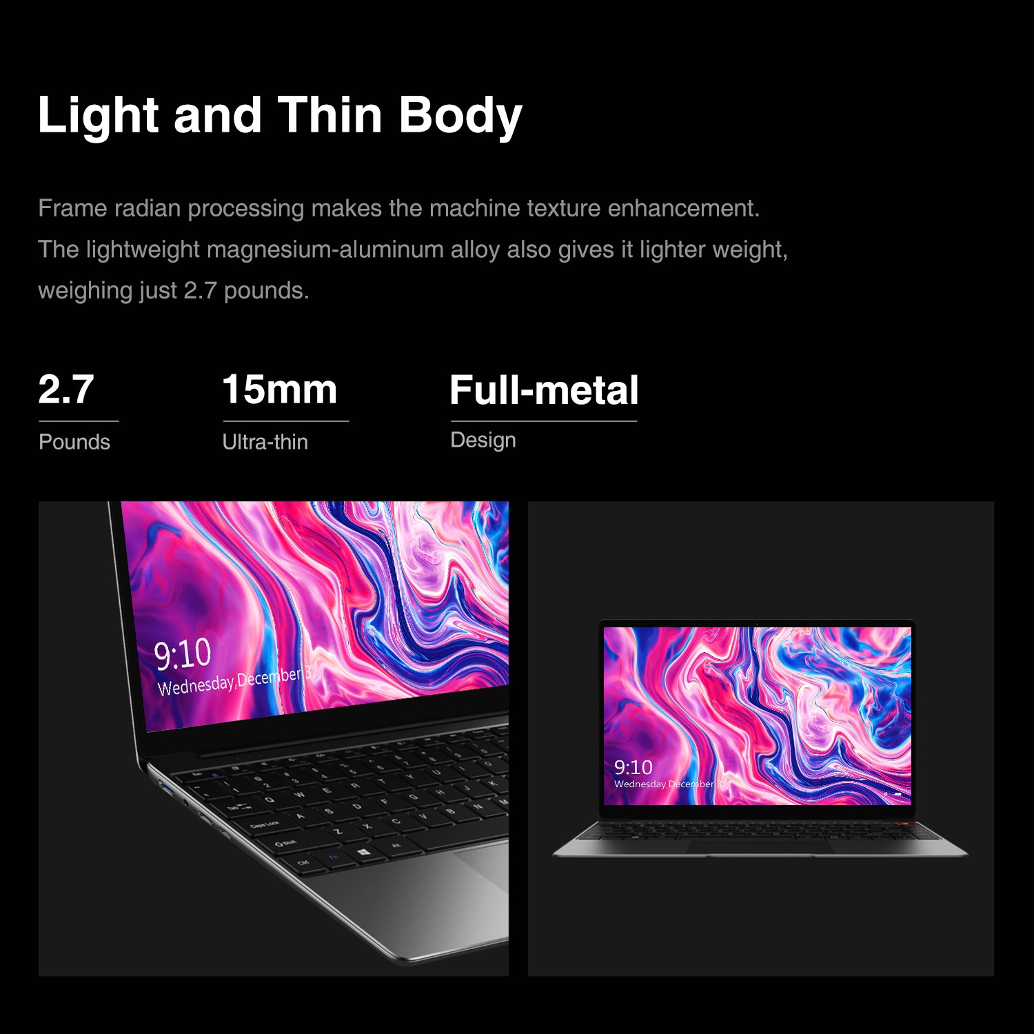 CHUWI 13.3in Aerobook Intel Core Laptop Computer 8G 256G Win11 Backlit keyboard