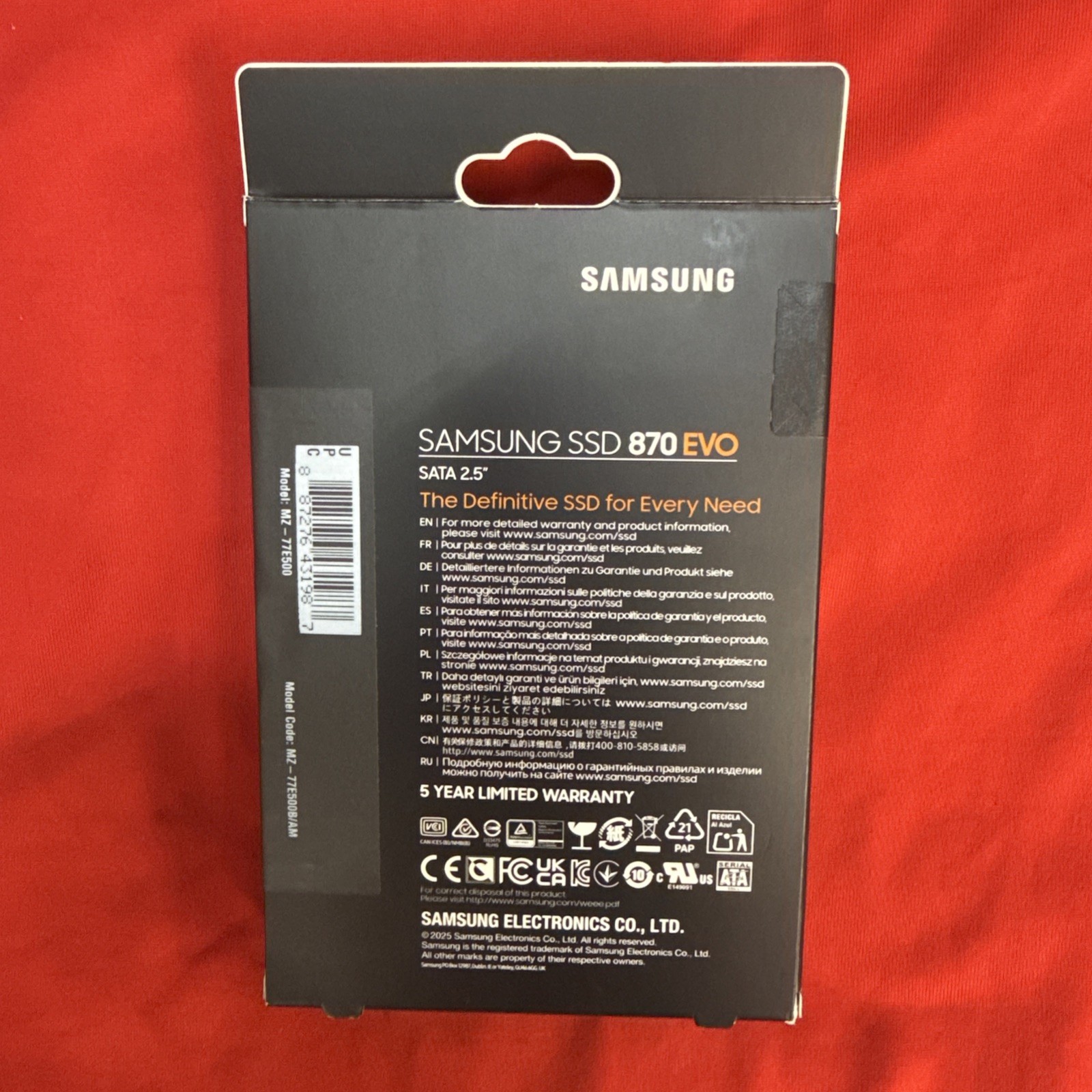 New Samsung 2.5″ 870 EVO 500GB SATA 2.5″ SSD MZ-77E500