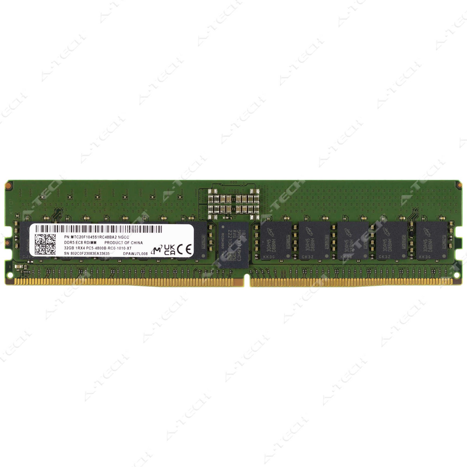 Micron 32GB DDR5-4800 PC5-38400 EC8 RDIMM Server Memory RAM MTC20F1045S1RC48BA2