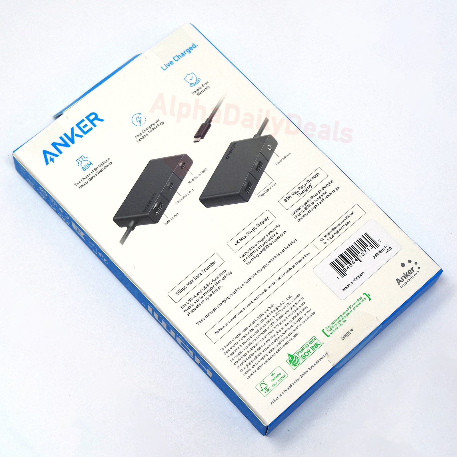 NEW Anker 332 5-in-1 USB-C Adapter Hub 4K HDMI USB-A 5 Gbps 85W Charging