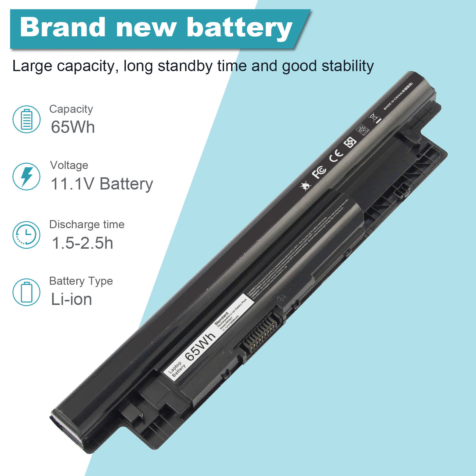 ✅65Wh XCMRD MR90Y Battery For Dell Inspiron 3421 5421 15-3521 5521 3721 VR7HM