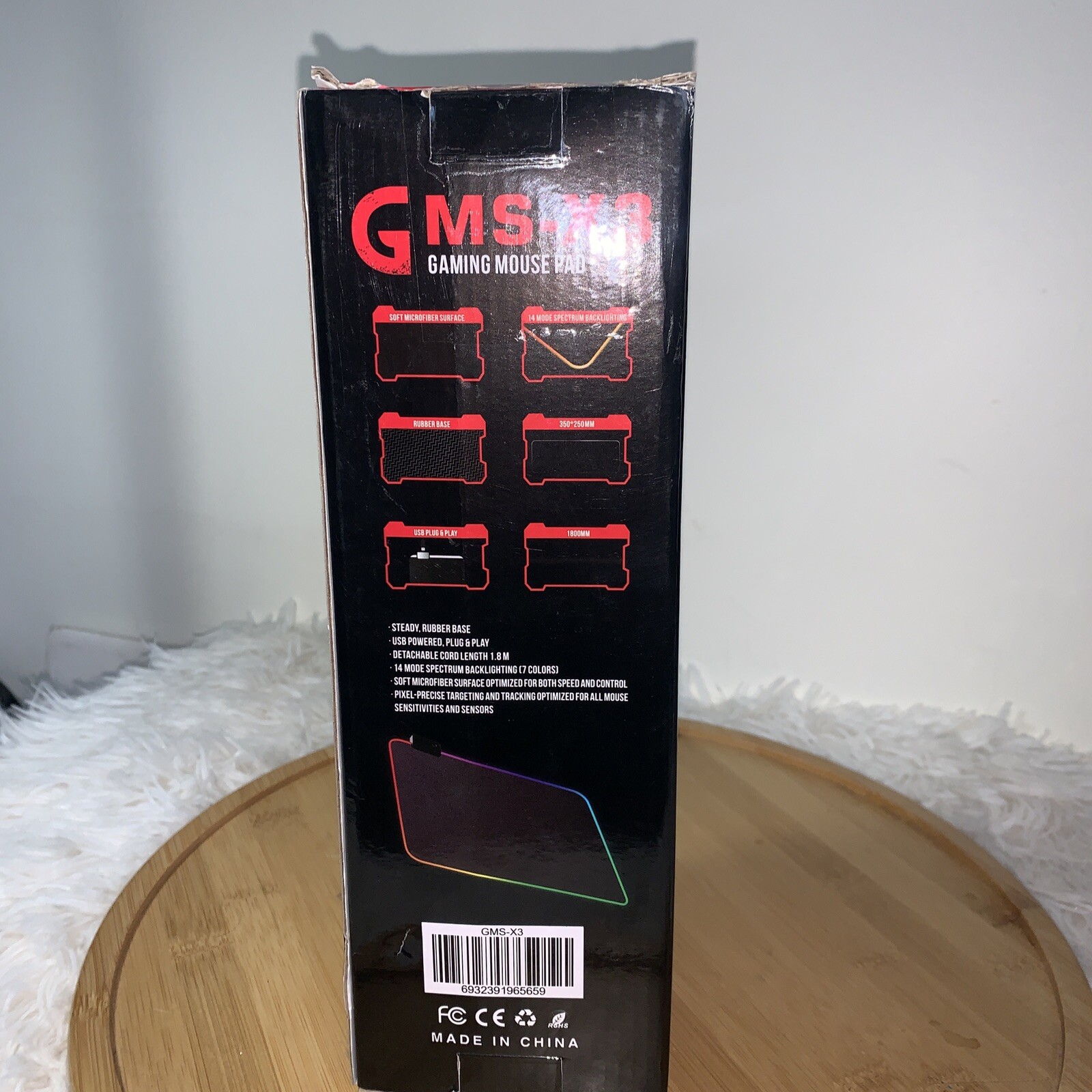 GMS – X3 Gaming Mouse Pad 350 X 250mm 14 Mode Spectrum Backlighting New Open box