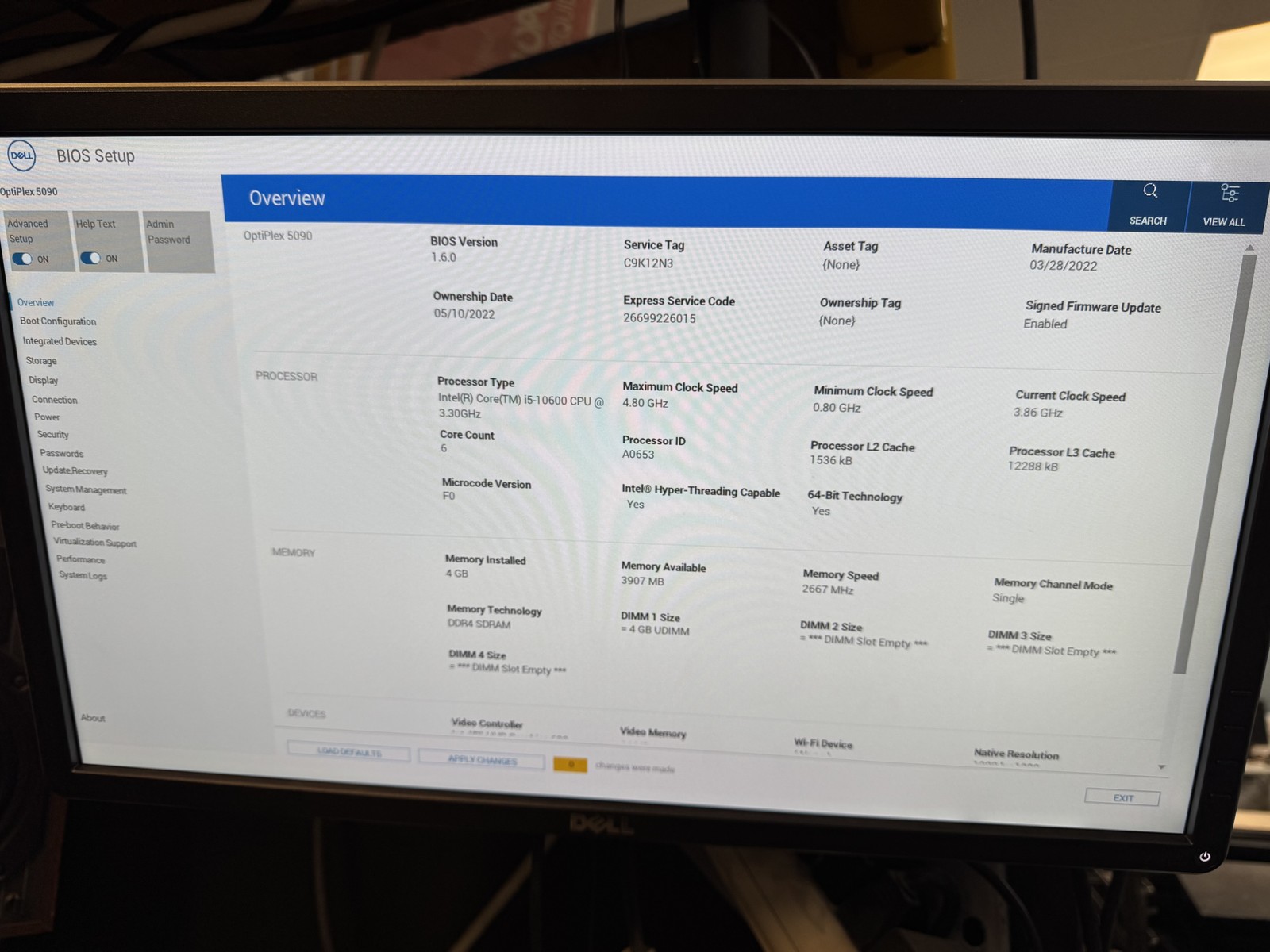 Dell OptiPlex 5090 Core i5-10600 3.3GHz NO RAM NO HDD AMD NO OS Fair