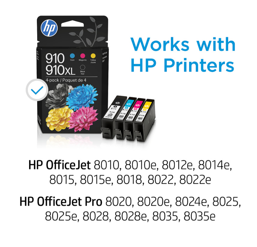 Original HP 910 Cyan Magenta Yellow/910XL Black Ink Cartridges 4-pack|HP
