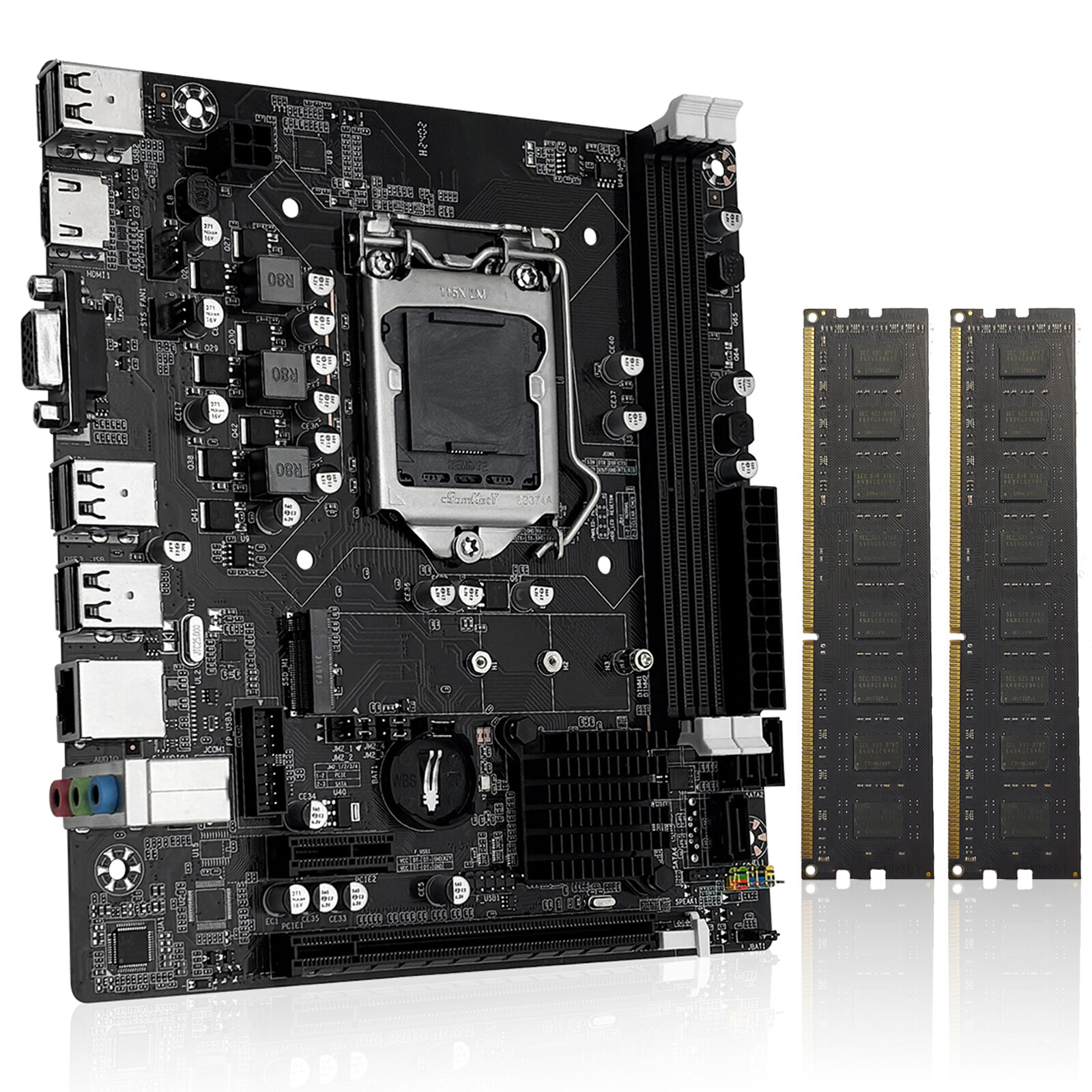 LGA 1155 Motherboard Combo H61C + 2 x 4G 1600MHz DDR3 Desktop RAM with HDMI VGA
