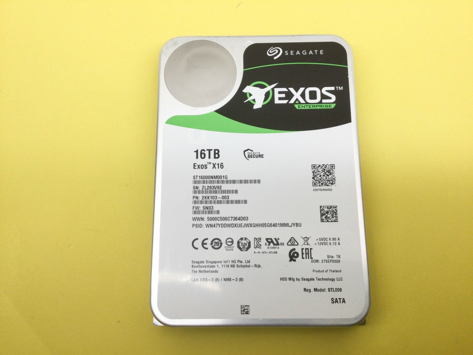 SEAGATE EXOS X16 16TB 7.2K SATA-6GBPS 256MB 512E/4KN 3.5IN ENT HDD ST16000NM001G