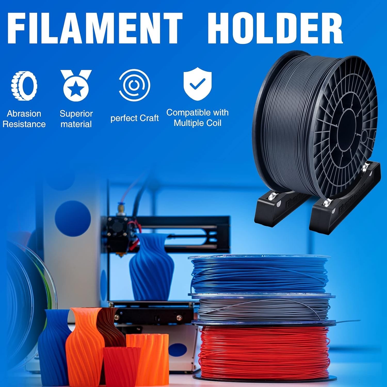 Easy-to-Use 3D Printer Spool Holder with Smooth Bearings for Precision Printing