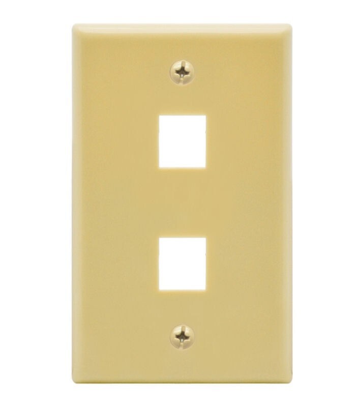 Polished 1 Gang 2 Port RJ45 Wall Plate Insert Keystone Cat6 Cat5 Ethernet Ivory