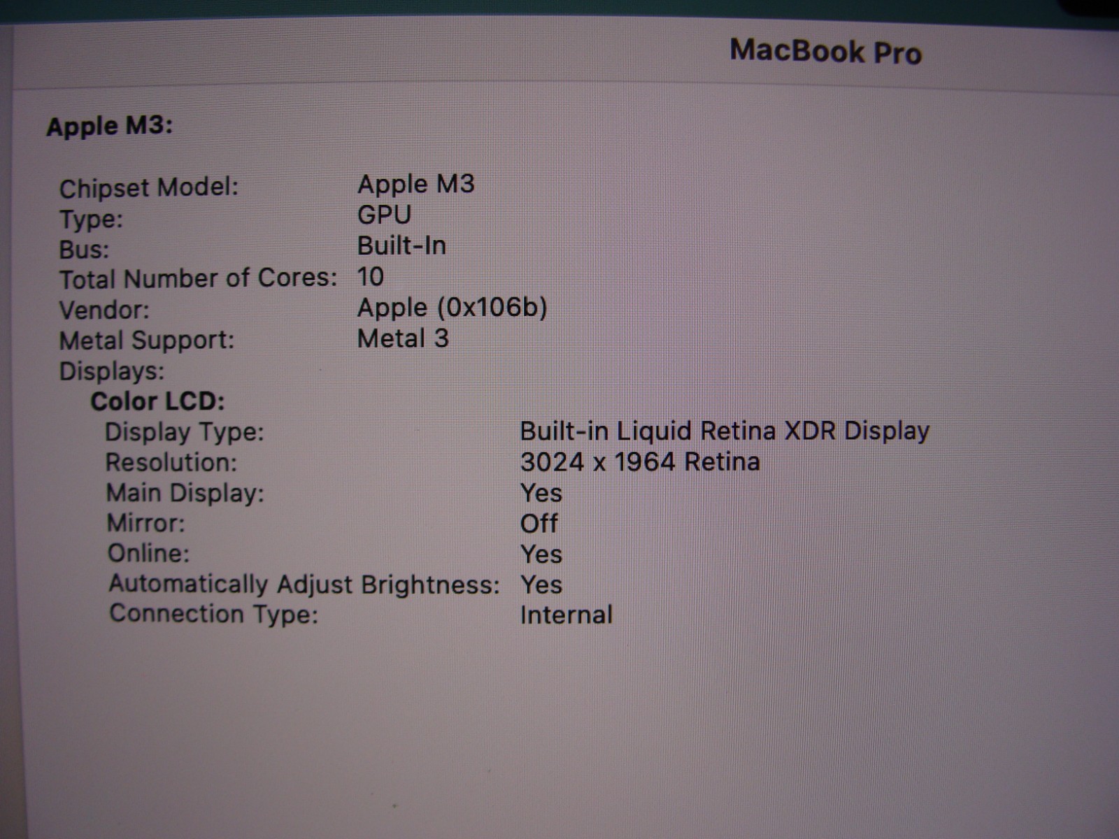 Apple Macbook Pro 14″ (2023) A2918 M3 4.05GHz 8CPU/10GPU 16GB 512GB SSD +Charger