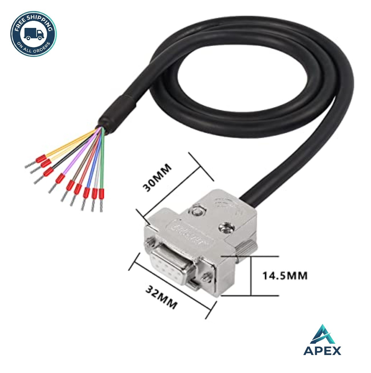DB9 Connector Adapter Cable D-SUB 9Pin RS232 RS485 Serial Port Extension Bare