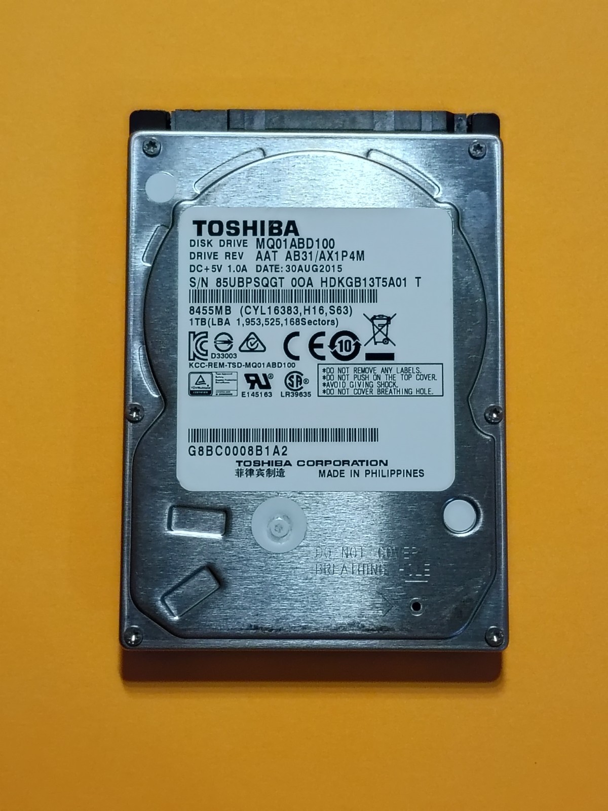 1TB Toshiba MQ01ABD100 2.5″ Internal SATA Hard Drive HDD – [58 Hours] Low Hours✅