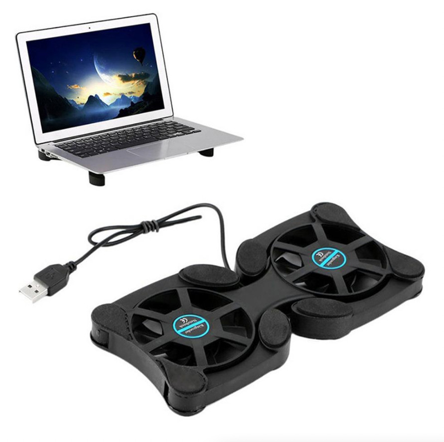 Dual USB Cooling Fan Pad Foldable Slim Fans Cooler Stand For Laptop Notebook LOT