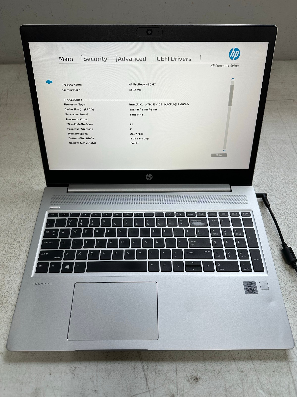 HP ProBook 450 G7 15.6″ (i5-10210U, 8GB RAM, Boot To Bio) NO HD/CADDY/ADAPTER
