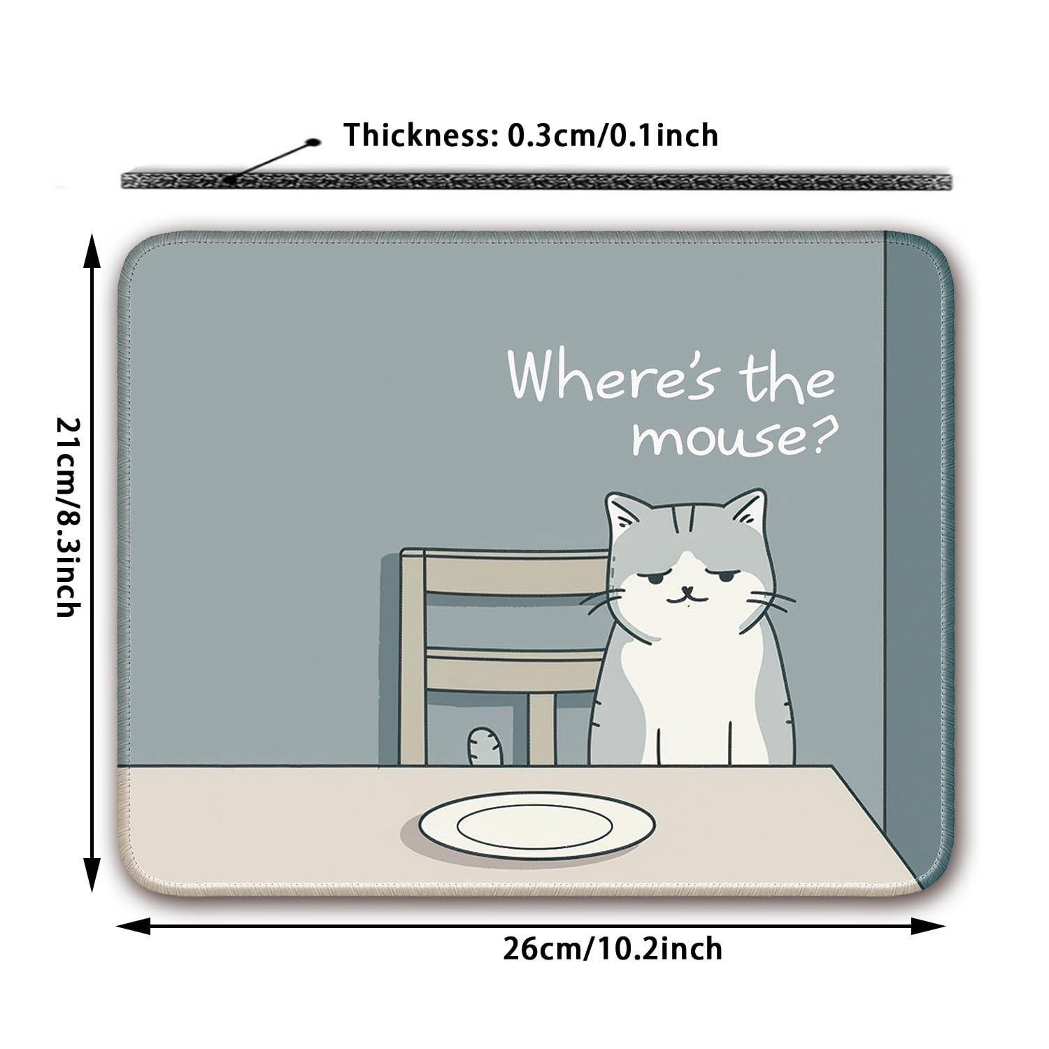 Flodirise Non-Slip Mouse Pad Gaming 26x21cm / 10×8 inch, Cat 01