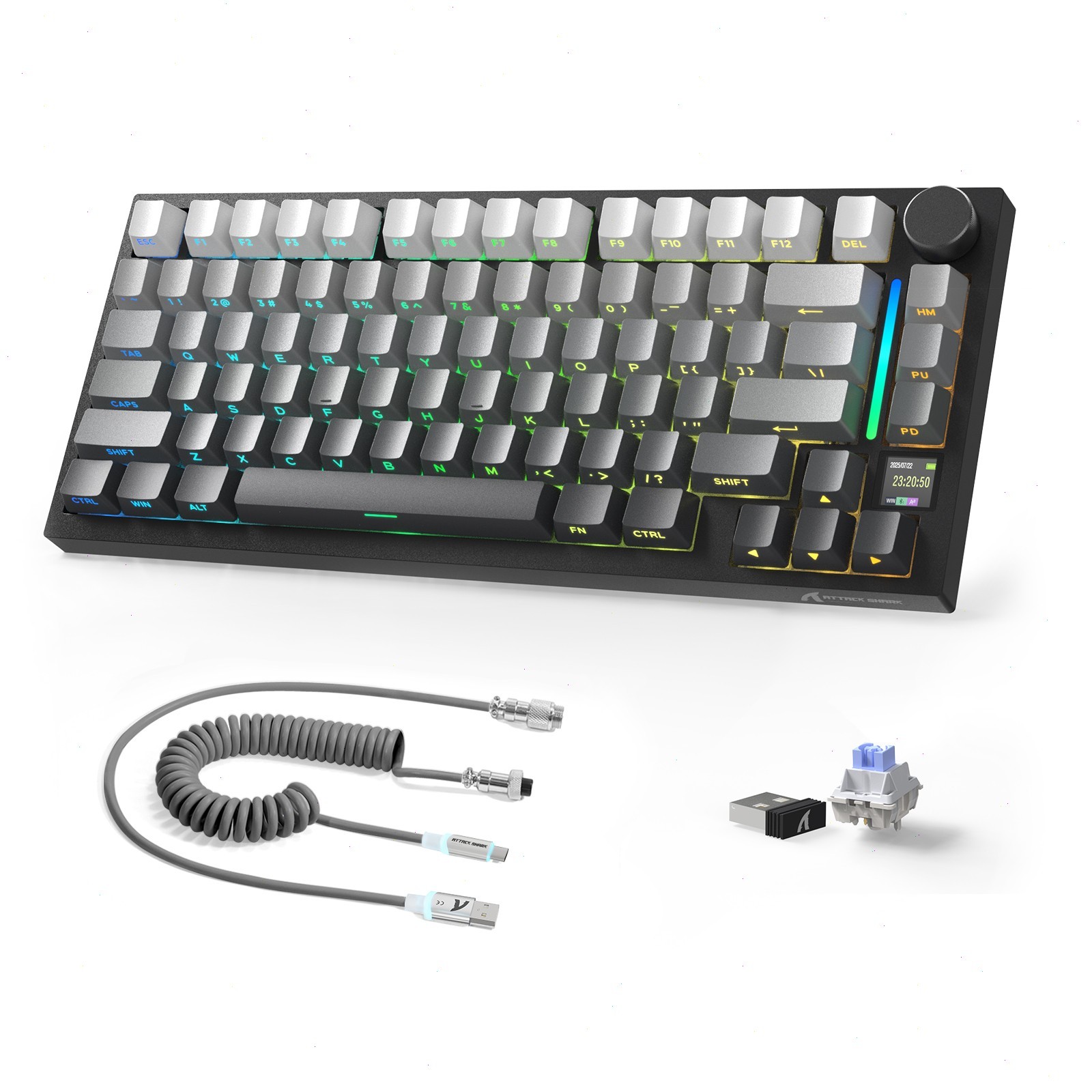 Attack Shark X820 Ultra Tri-Mode Keyboard & C01 Ultra RGB Aviator Cable Combo