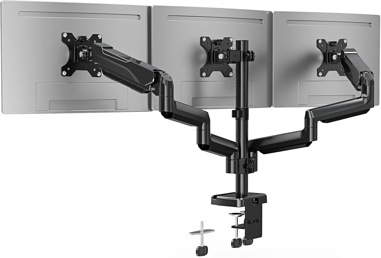 Heavy Duty Triple Monitor Desk Mount for Screens up to 32″ – VESA Compatible