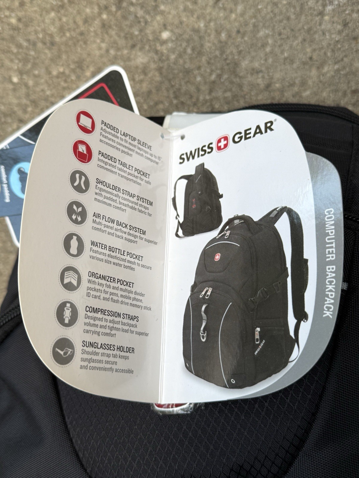 NEW SwissGear Black Computer Backpack with 15″ Laptop Sleeve & Tablet Safe – NWT