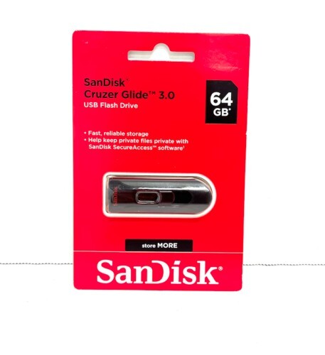 SanDisk Cruzer Glide 3.0 USB 3.0 Flash Drive, 64GB, Black, SDCZ600-064G-A46