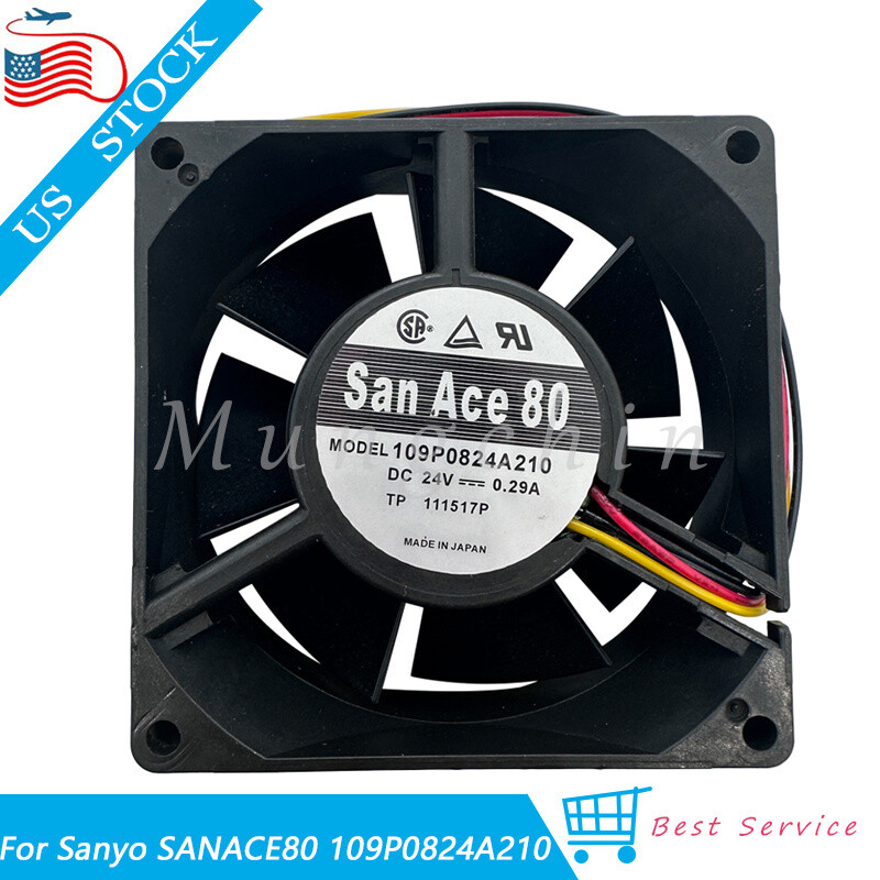 NEW Cooling Fan 109P0824A210 For Sanyo SANACE80 24V 0.29A 3pin 80*32mm