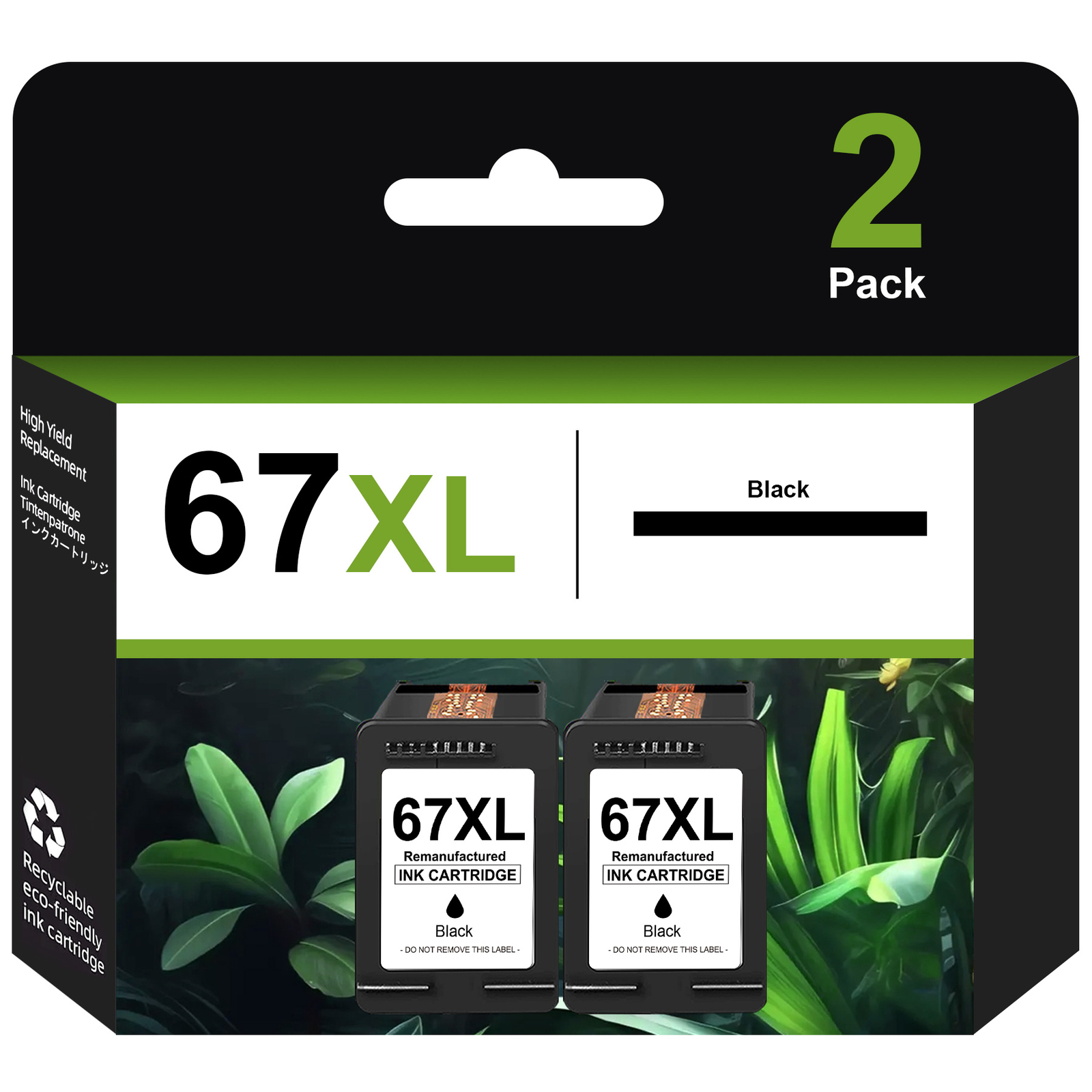 2PK 67XL Ink Cartridges Black For HP 67XL Black DeskJet 2700 2755 4155 Envy 6455