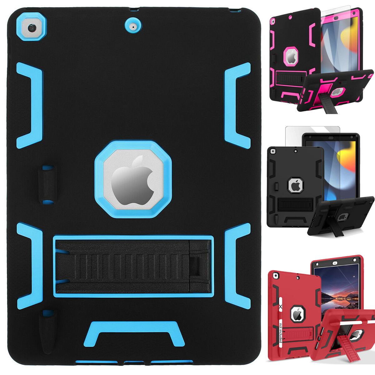 For iPad 9th 8th 7th 10.2″ Case Heavy Duty Shockproof Cover + Screen Protector