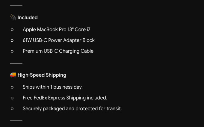 Apple MacBook Pro 2020 13″ 2.3GHz i7 16GB 512GB SSD | Space Gray | Very Good
