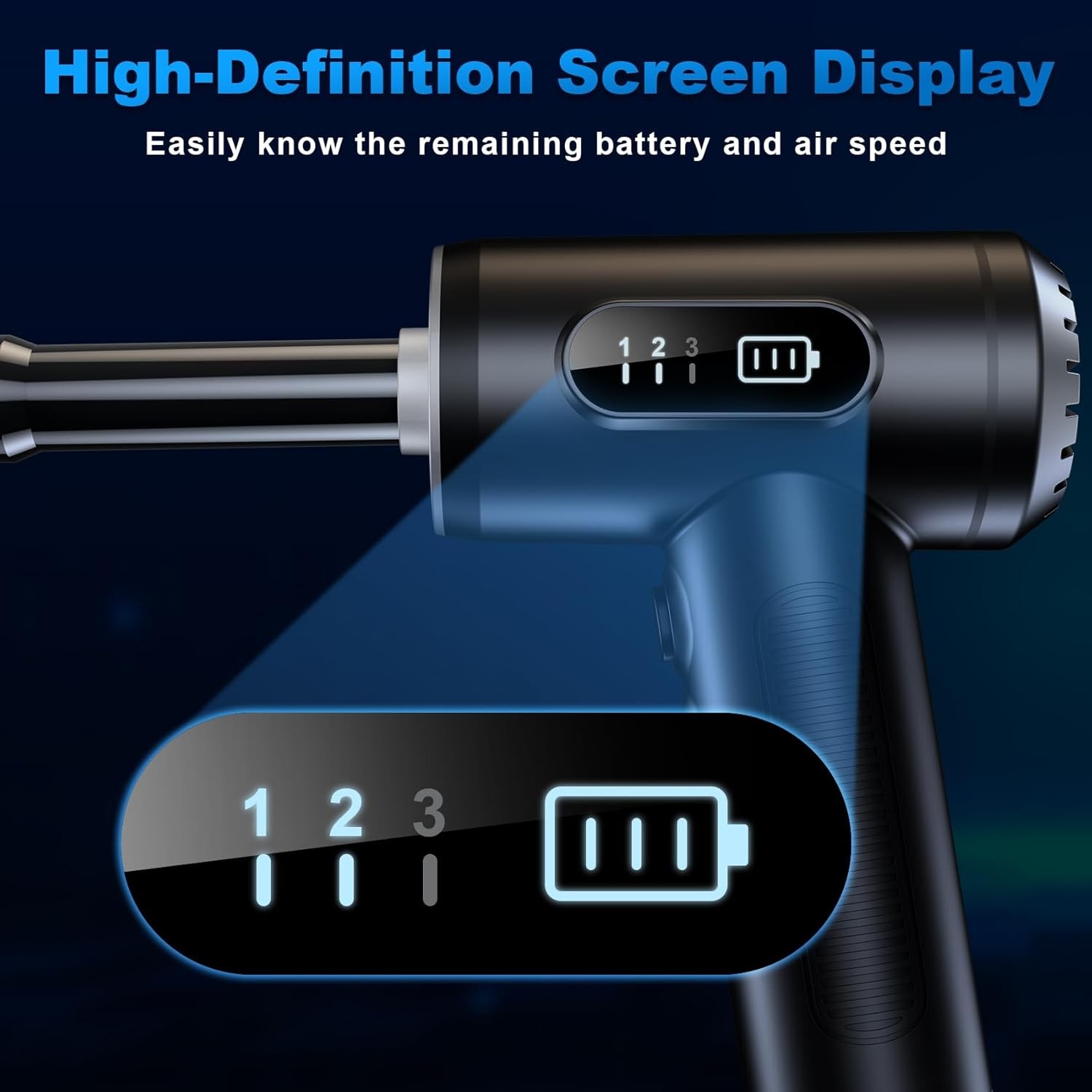 Compressed Air Duster-3 Gear Adjustable 100000RPM Electric Air Duster with LED L
