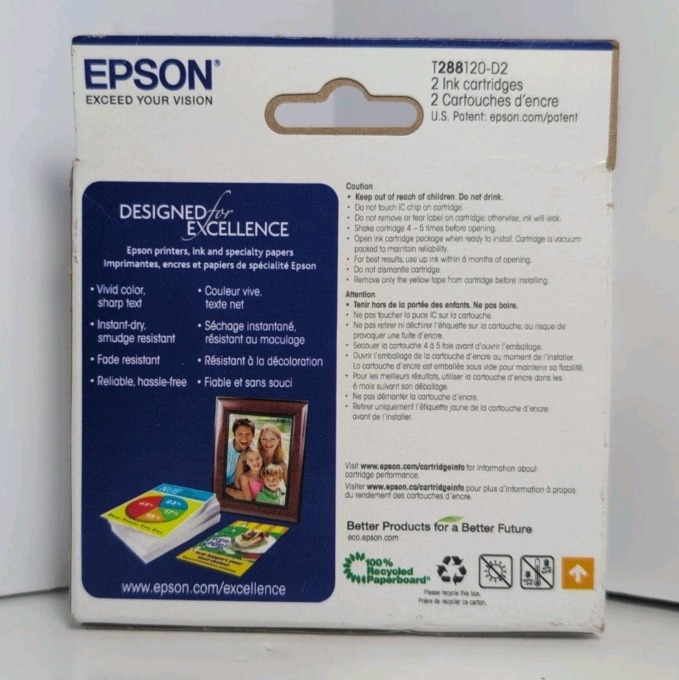 Epson 288 2 Pack Ink Printer Cartridges Black (T288120-D2) OEM EXP 05/2027