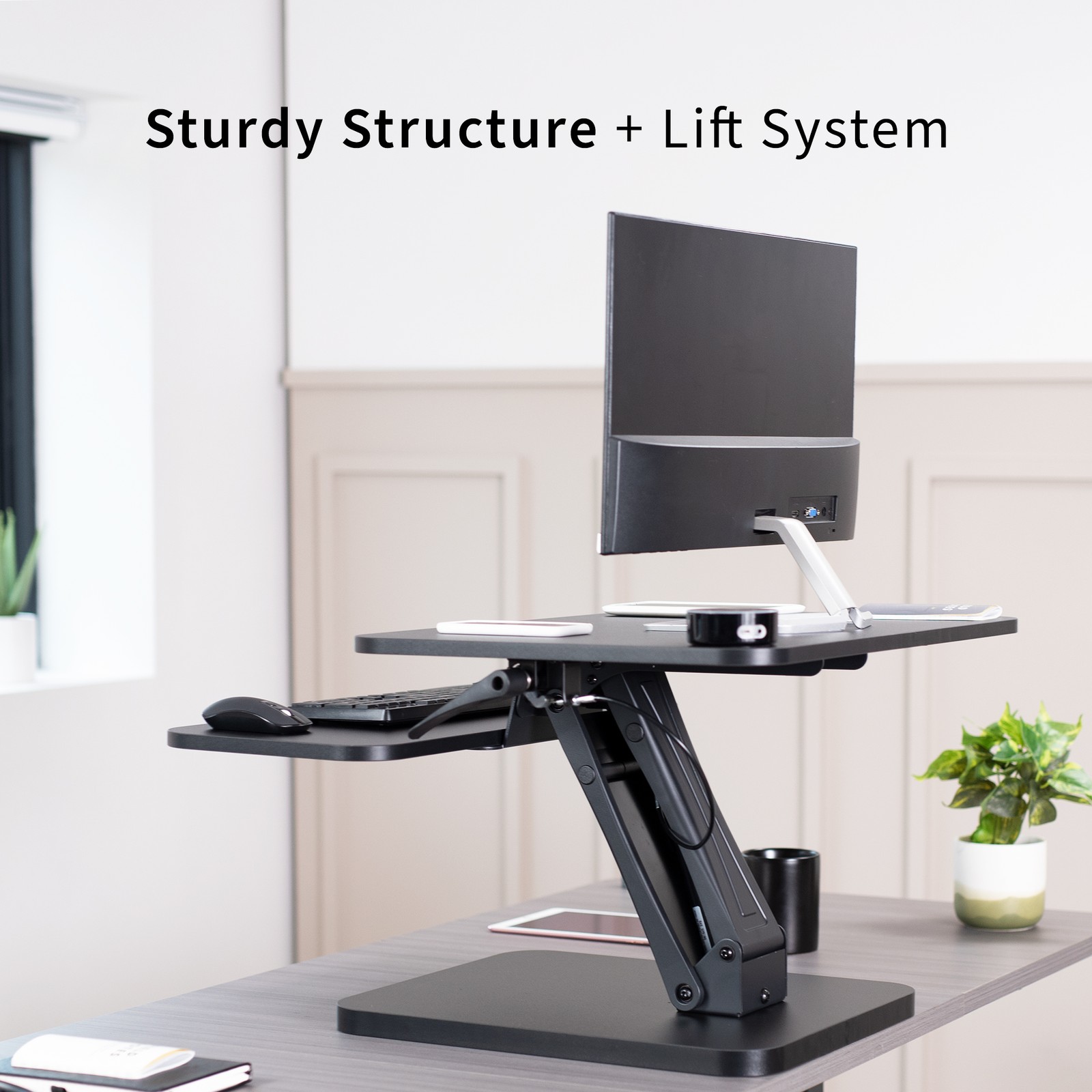 VIVO Height Adjustable Standing Desk Gas Spring Riser 25″ Tabletop Sit Stand