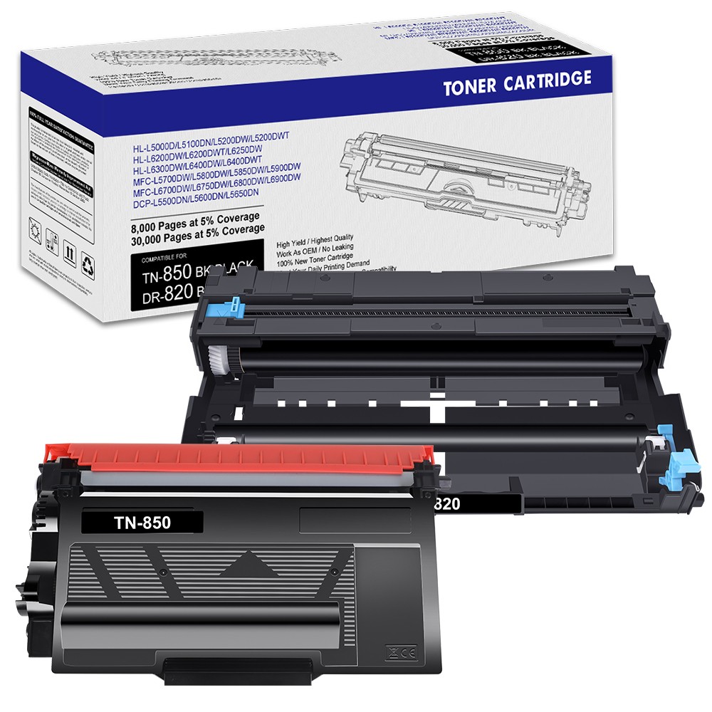 DR820 Drum TN850 Toner Cartridge For Brother MFC- L5850DW L5900DW HL-L6200DW Lot