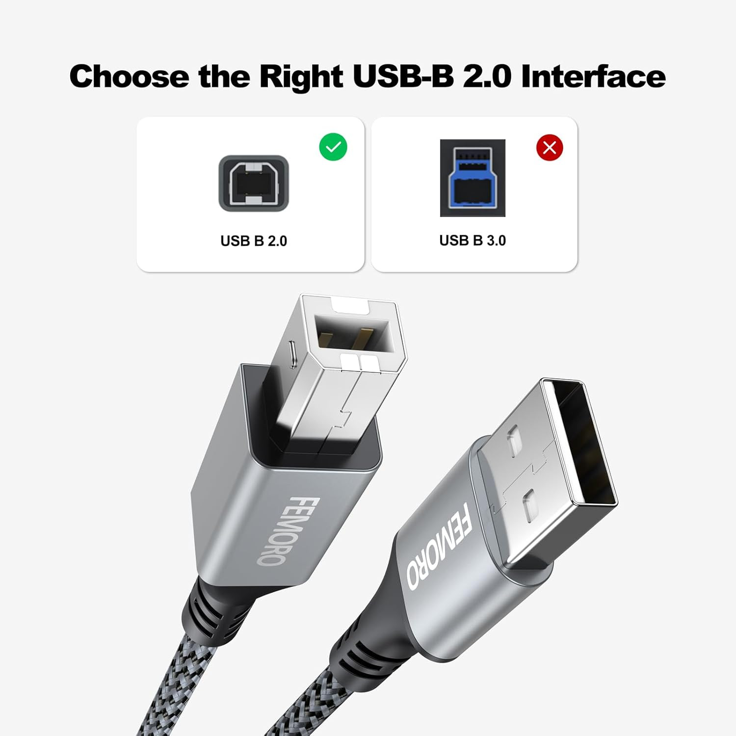 Printer Cable 10 Feet, USB a to B Printer Cable USB 2.0 Type B Cables Lo