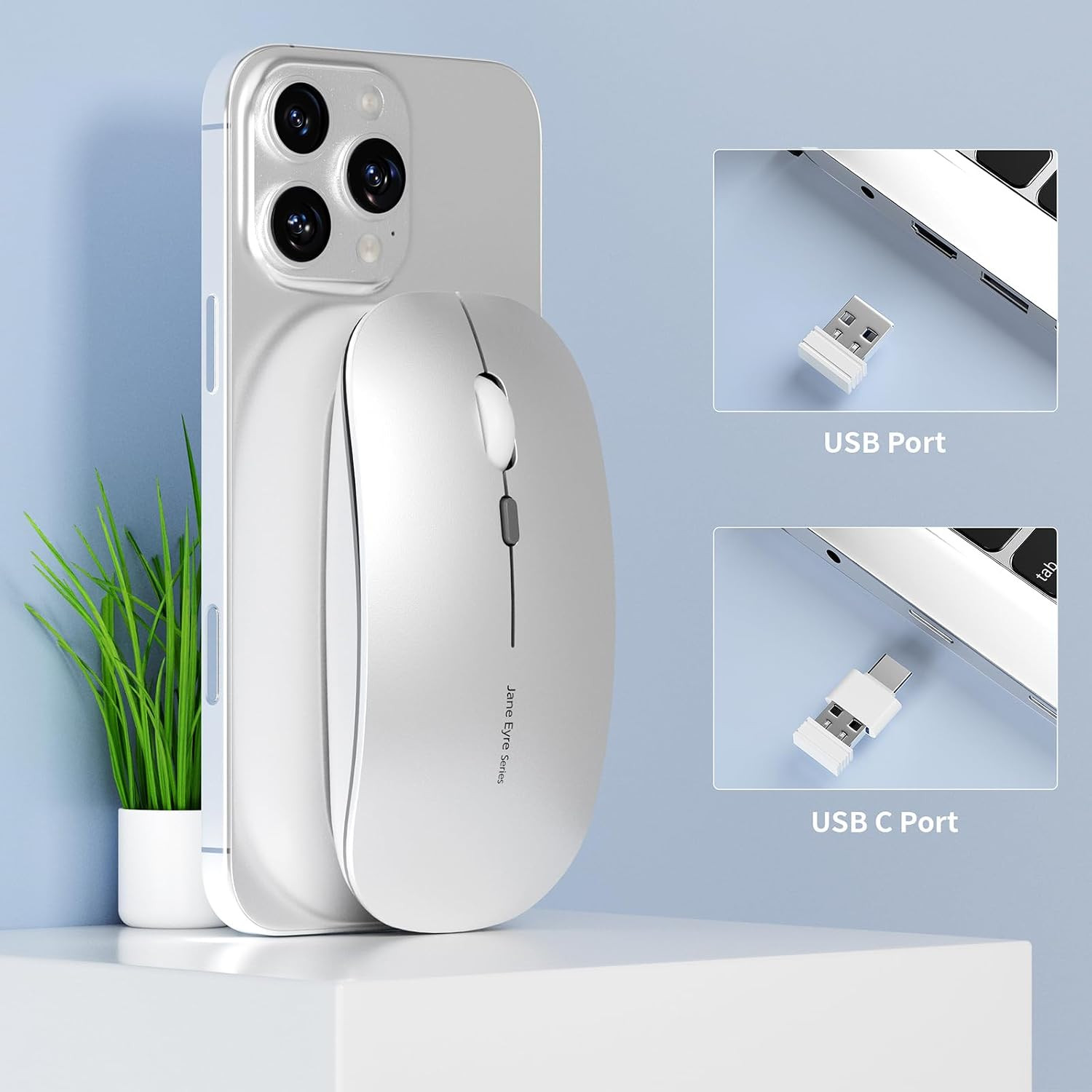 Q5 Slim Rechargeable Wireless Mouse, 2.4G Portable Optical Silent Ultra Thin