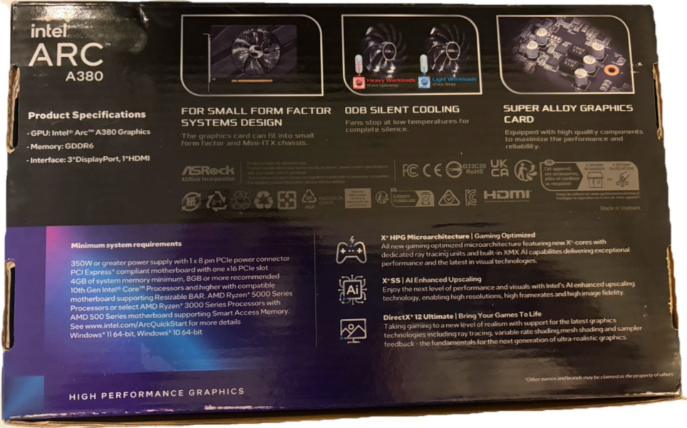 ASRock Intel Arc A380 Challenger ITX OC 6GB GDDR6 Graphics Card