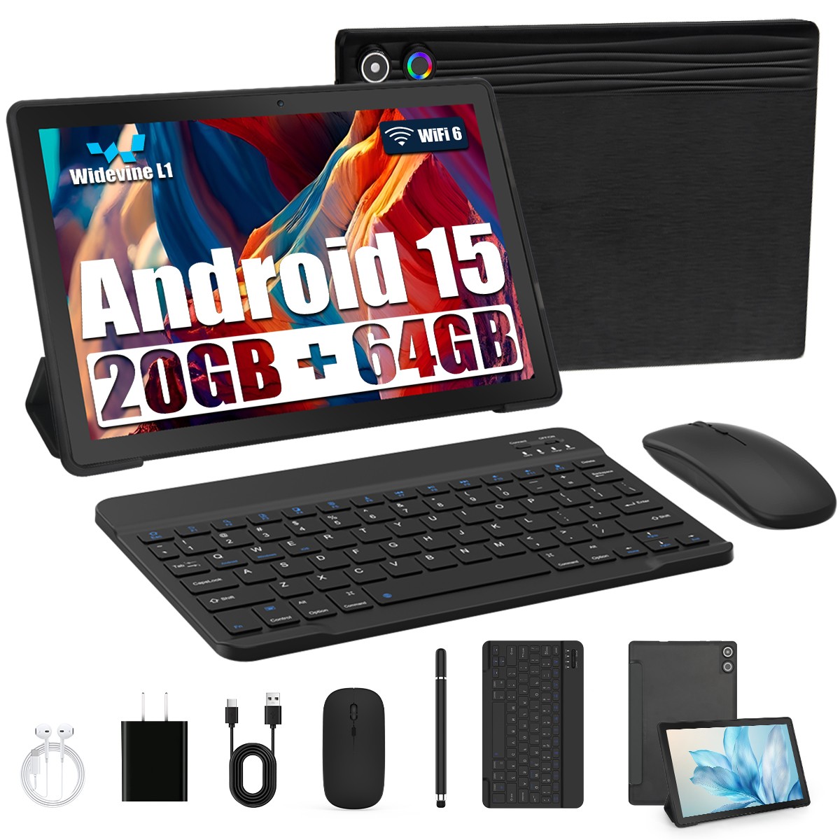 2025 AEEZO Tablet 10.1″ Android 11 Octa-Core Tablets,20+64GB With Keyboard/Mouse