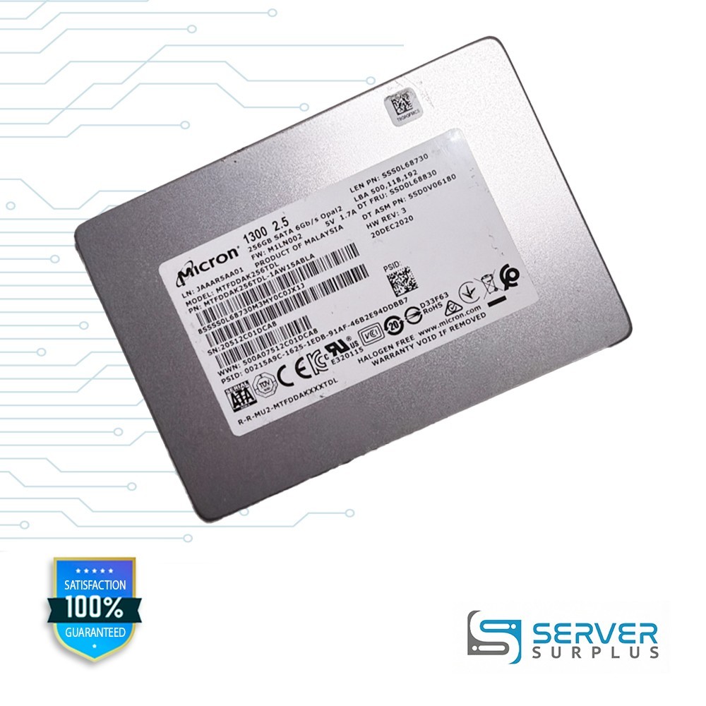 Lenovo OEM Micron 1300 256GB SATA III 6Gb/s 2.5-Inch SSD (SSS0L68730)