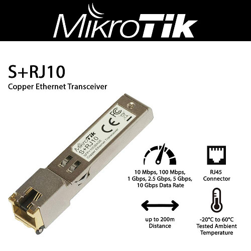 Mikrotik S+RJ10 SFP 6-speed RJ-45 module for up to 10 Gbps copper module