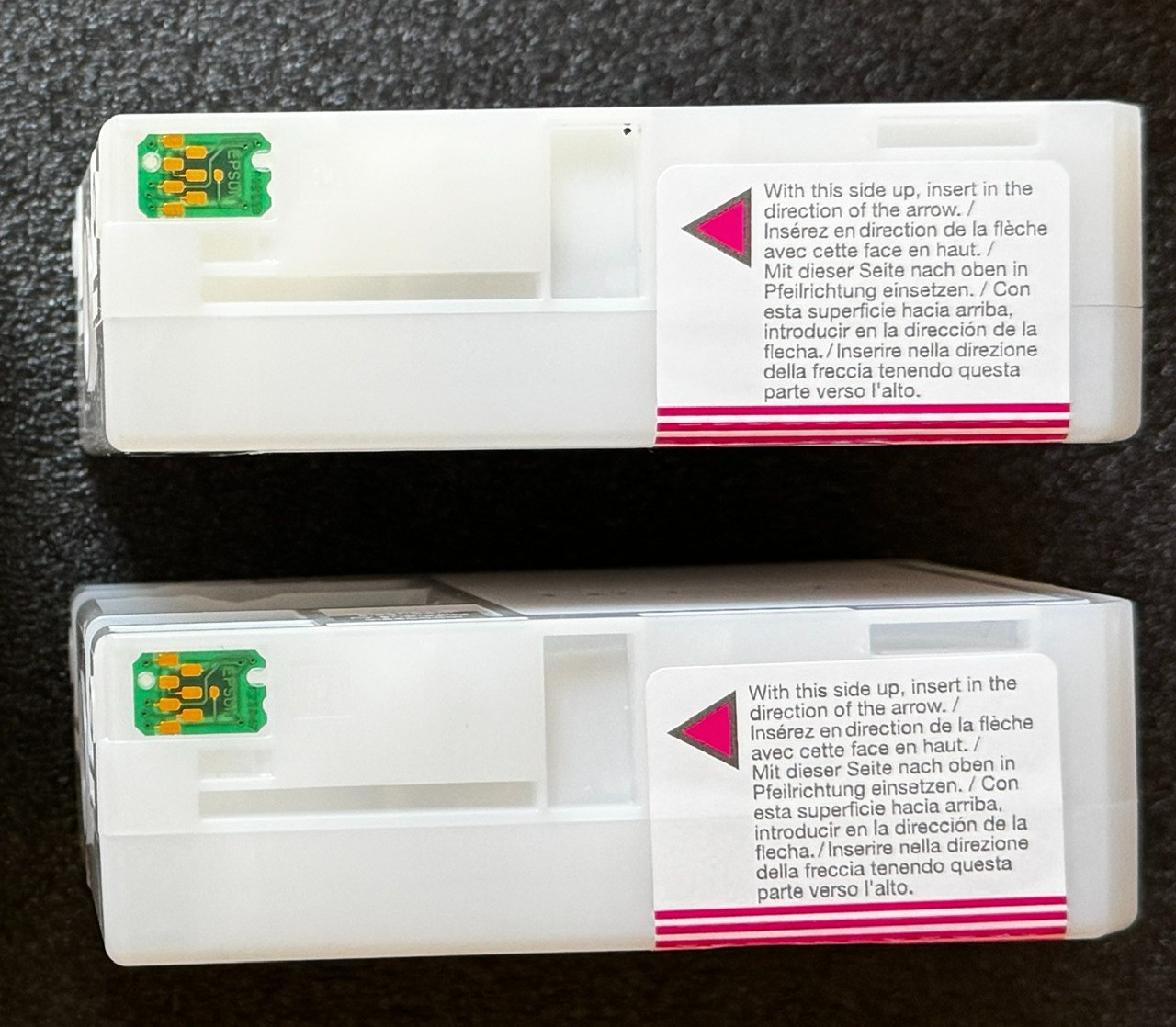 Two Genuine Epson T580A Vivid Magenta Used Ink Cartridges Free Shipping