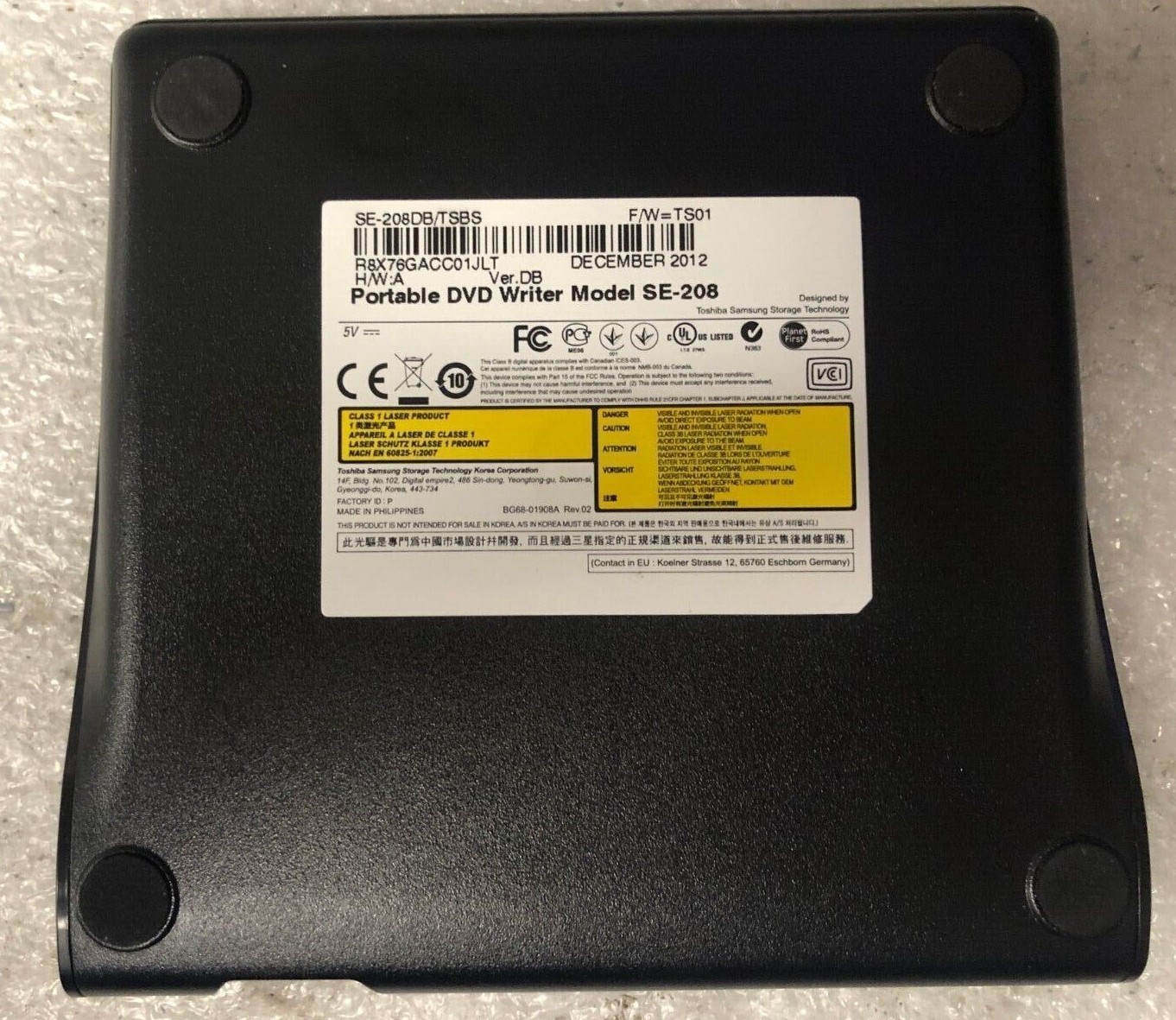 Samsung SE-208DB/TSBS SE-208 Slim Portable USB External DVD Writer