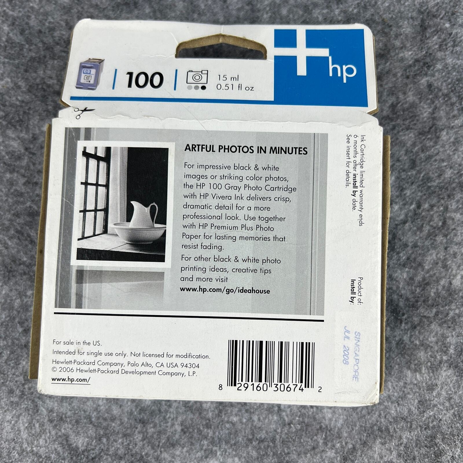 NEW Sealed Genuine HP 100 C9368AN Gray Photo Ink Cartridge Deskjet Officejet