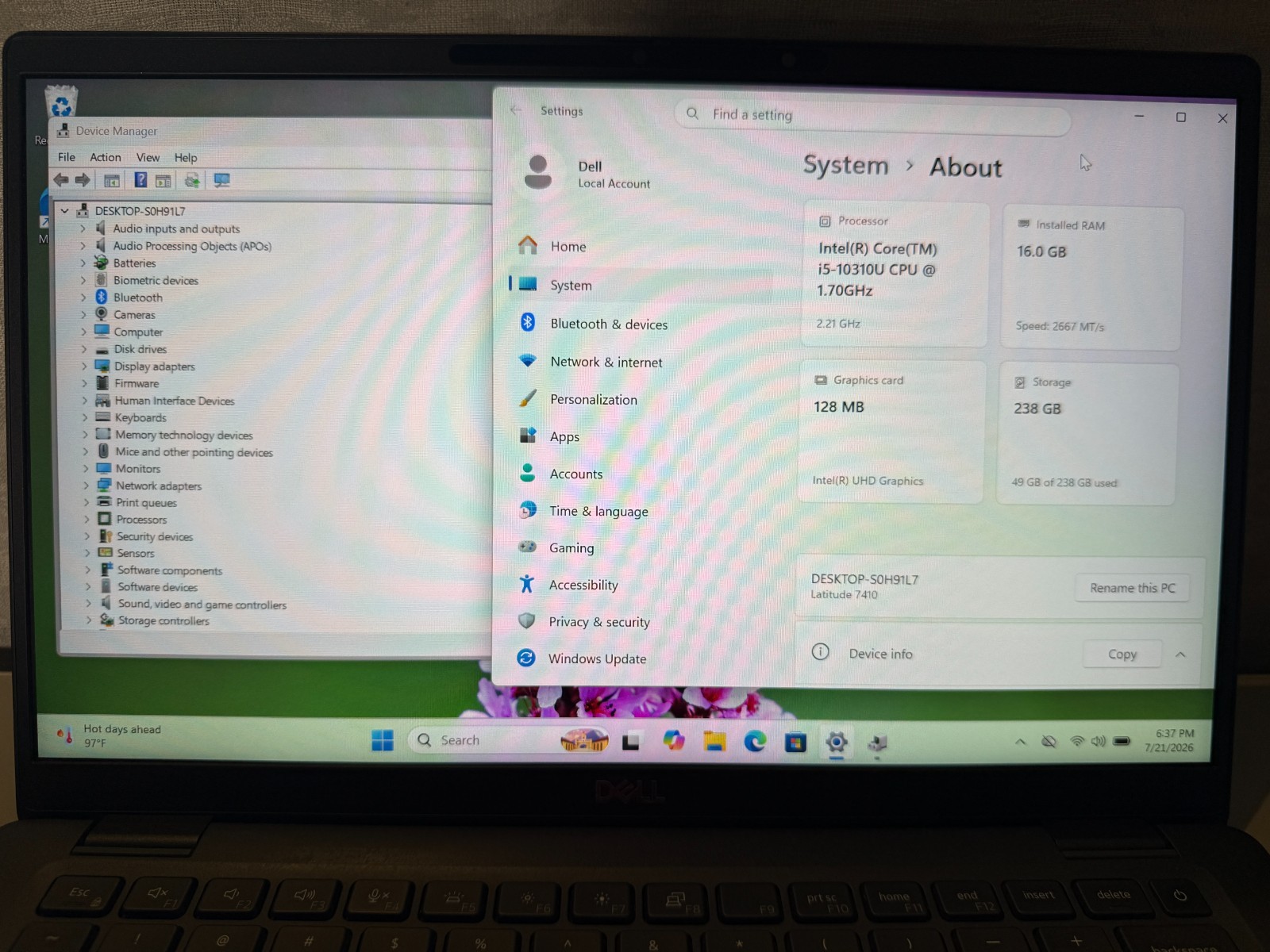 Dell Latitude 7410 14″FHD Core i5-10310U @ 1.70GHz 16GB RAM 256GB SSD W 11 Home
