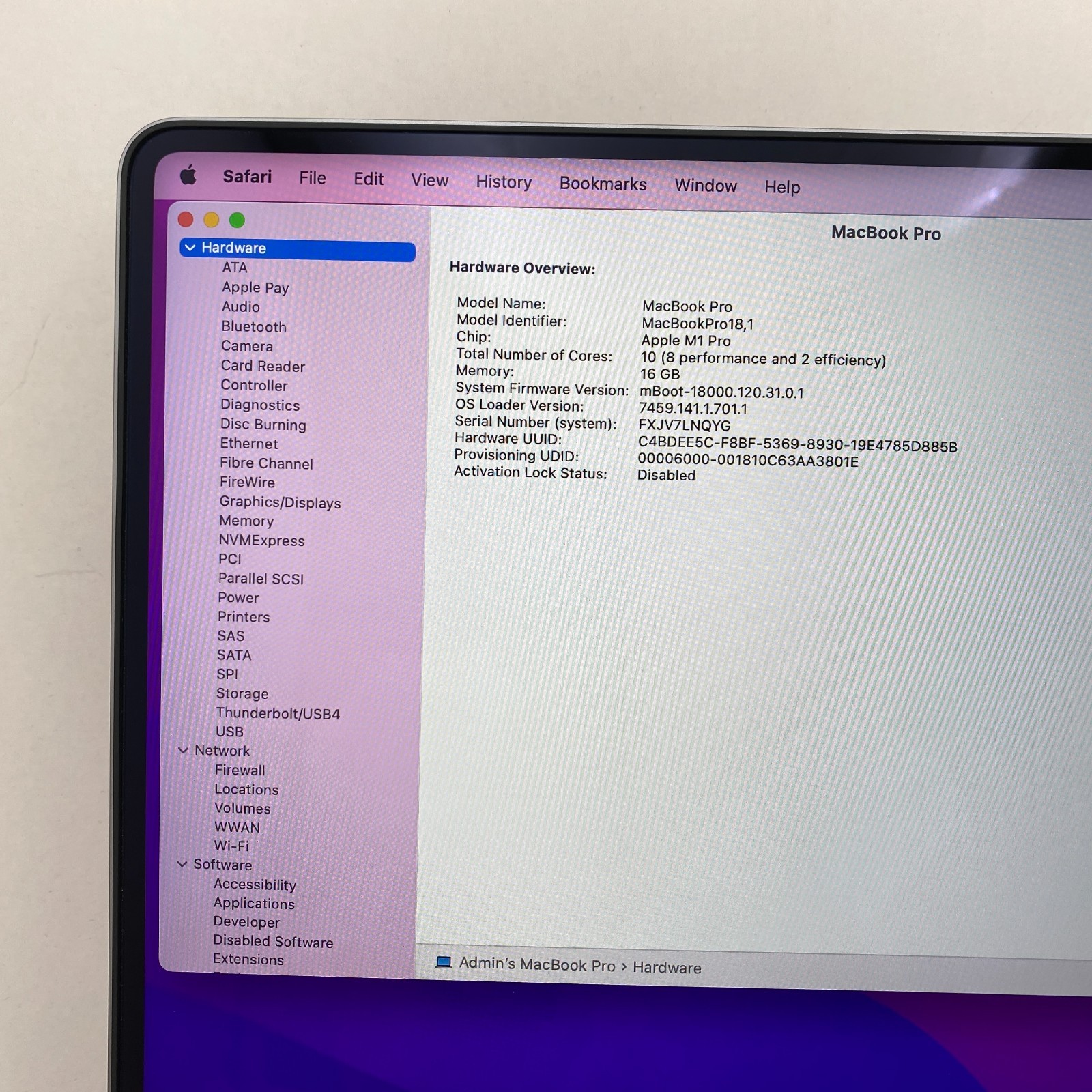 Apple MacBook Pro 16″ – M1 Pro 10-Core 16GB RAM 512GB SSD Gray A2485 – Open Box
