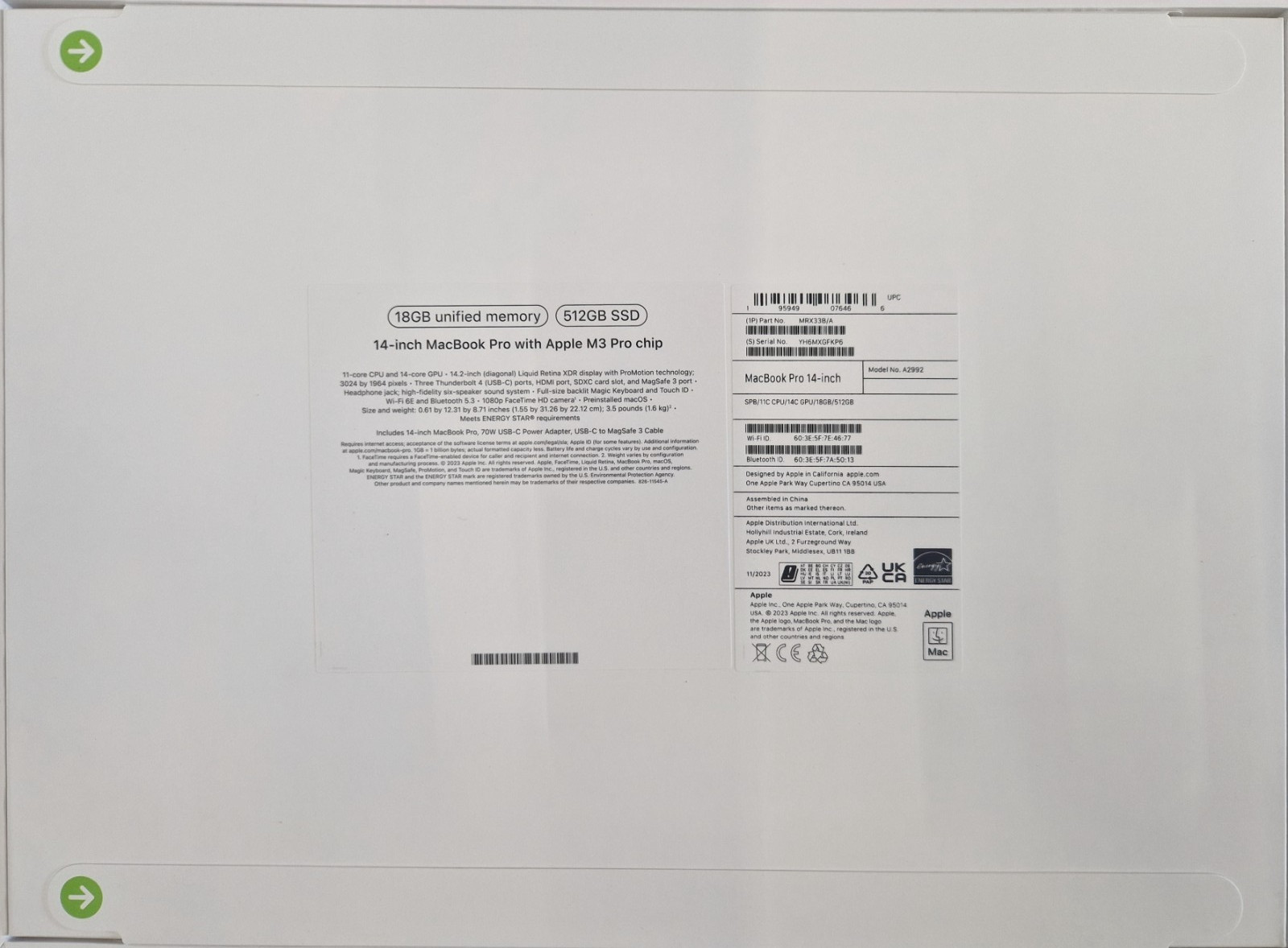 Apple MacBook Pro 14 in 2023 Space Black/Apple M3 Pro 4.05 GHz, 512 GB; 18 GB