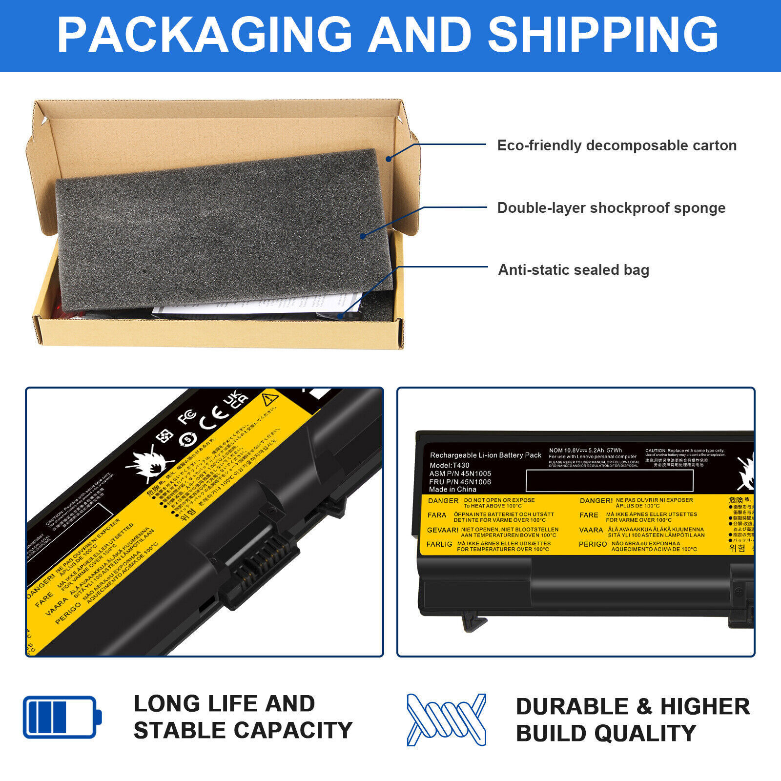 LOT 70+ Battery For Lenovo ThinkPad T430 T420 W530 T530 L530 0A36303 57Wh 6CELLS