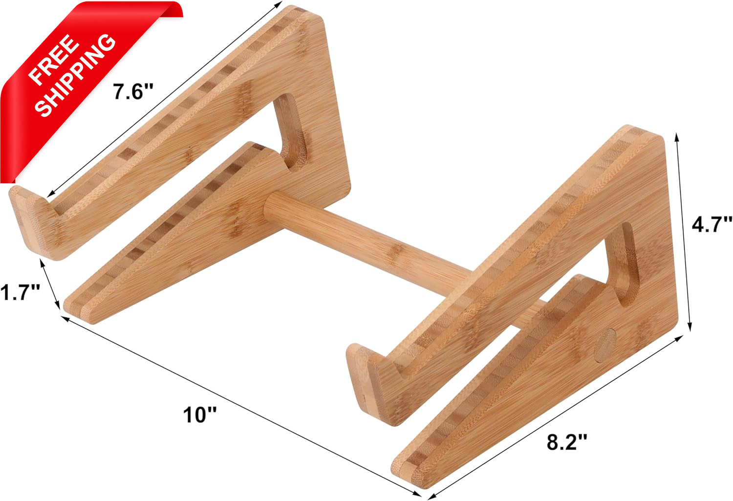 Wooden Vertical Laptop Stand for Desk, Bamboo Laptop Holder Compatible with Macb