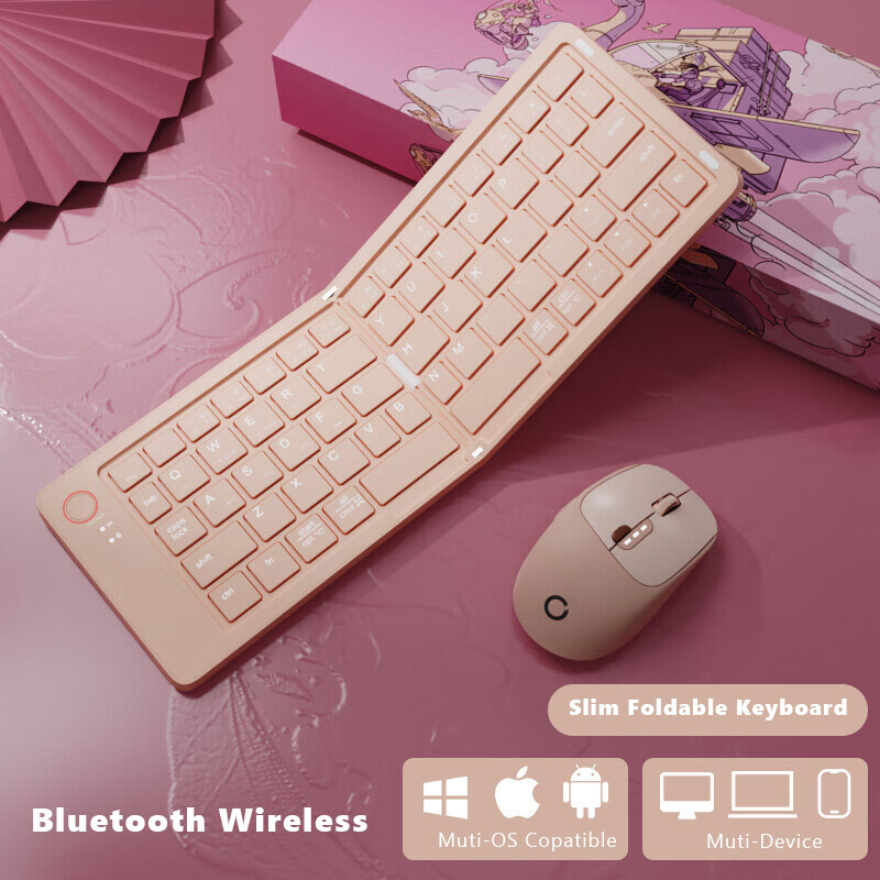 Foldable Quiet 67Key Bluetooth Keyboard for iOS iPhone iPad Tablet Android Phone