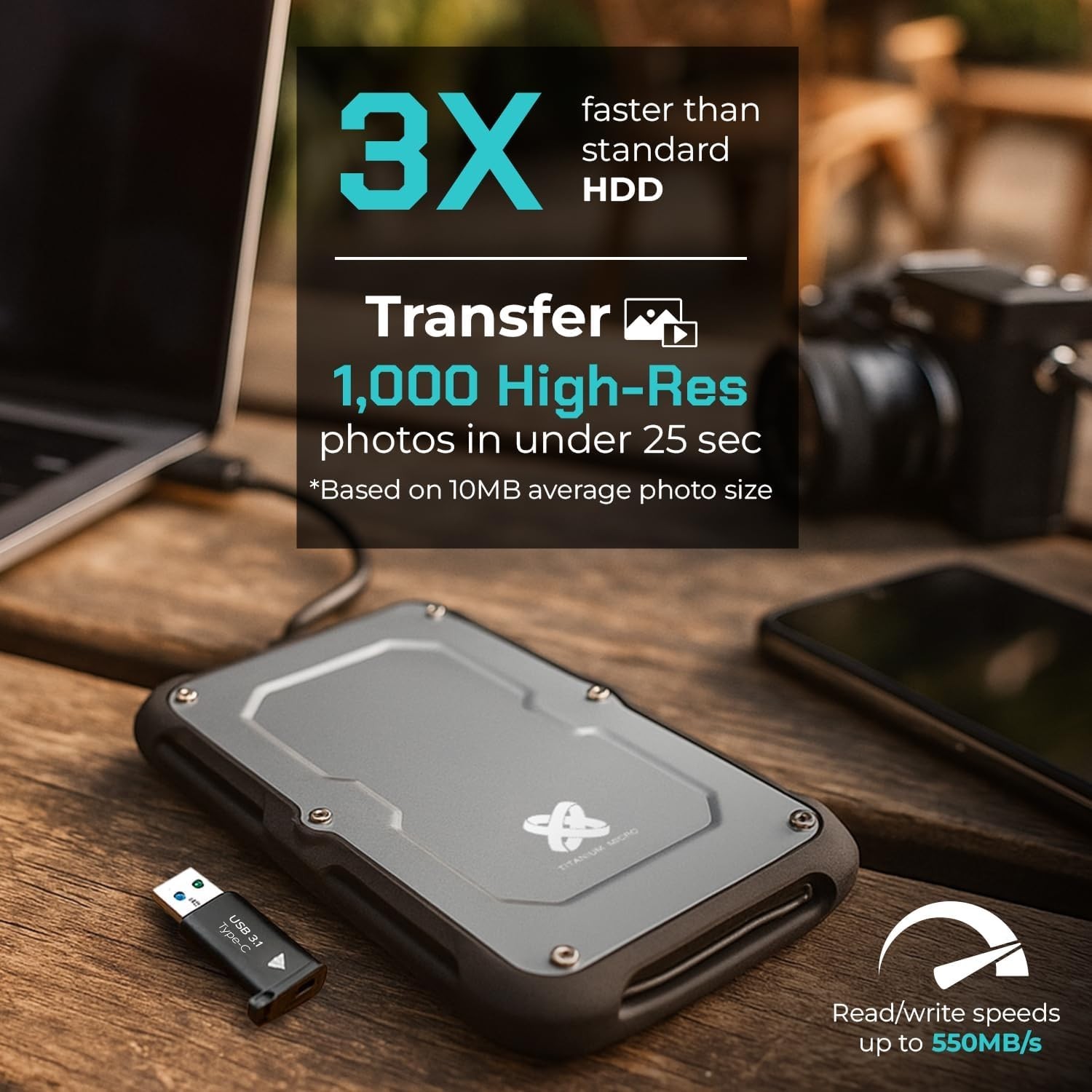 Titanium Micro 4TB Titanium One Extenal Portable SSD Up to 450Mb/s USB3.2 gen 2
