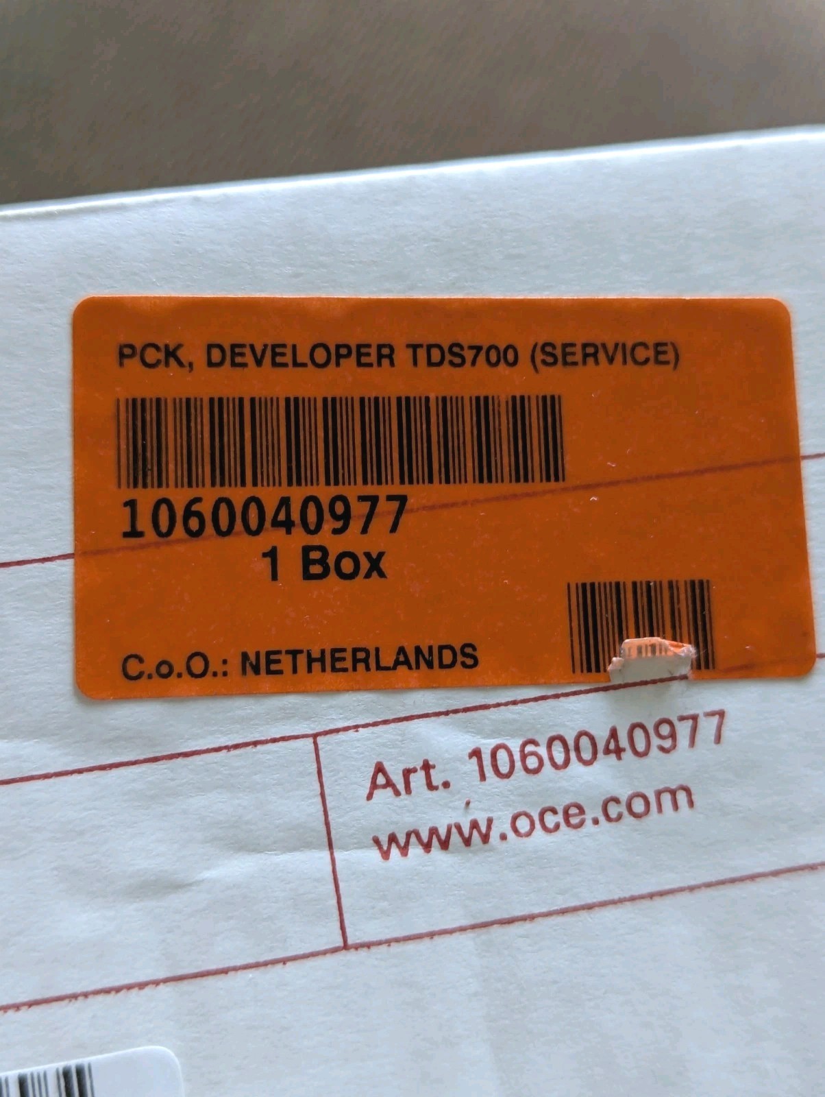 Genuine Océ Developer TDS700, TDS750 Art. 1060040977 Made in Netherlands 3.8lb