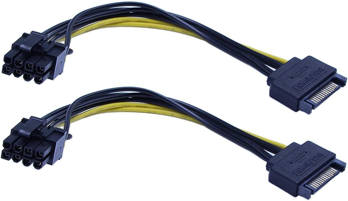 Zdycgtime 2 Pack 15-Pin SATA Male to 8 Pin (6+2 Pin) Pci-Express Female Video Ca