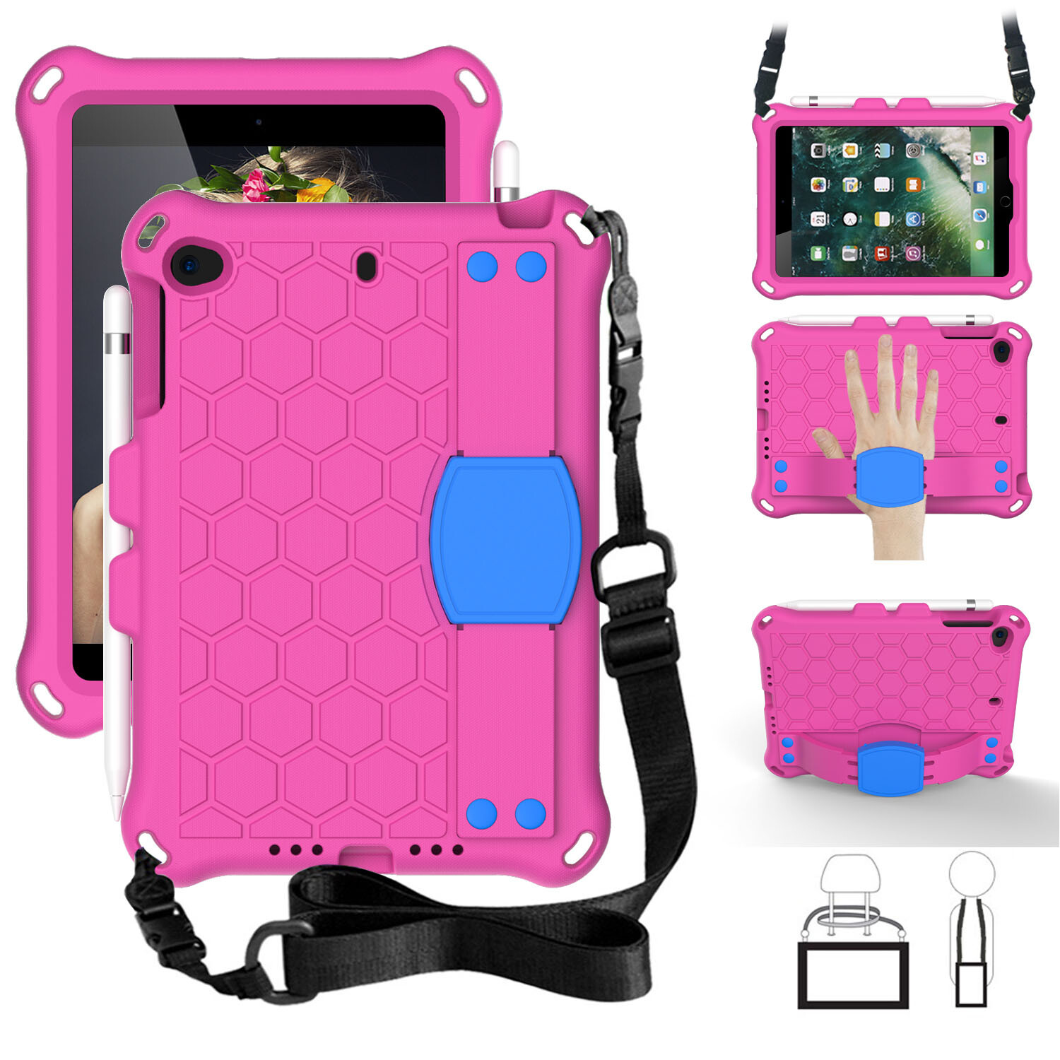 Kid Portable EVA Stand Case For iPad 5th 6th 7th 8th 9th Generation 10.2″ 9.7″