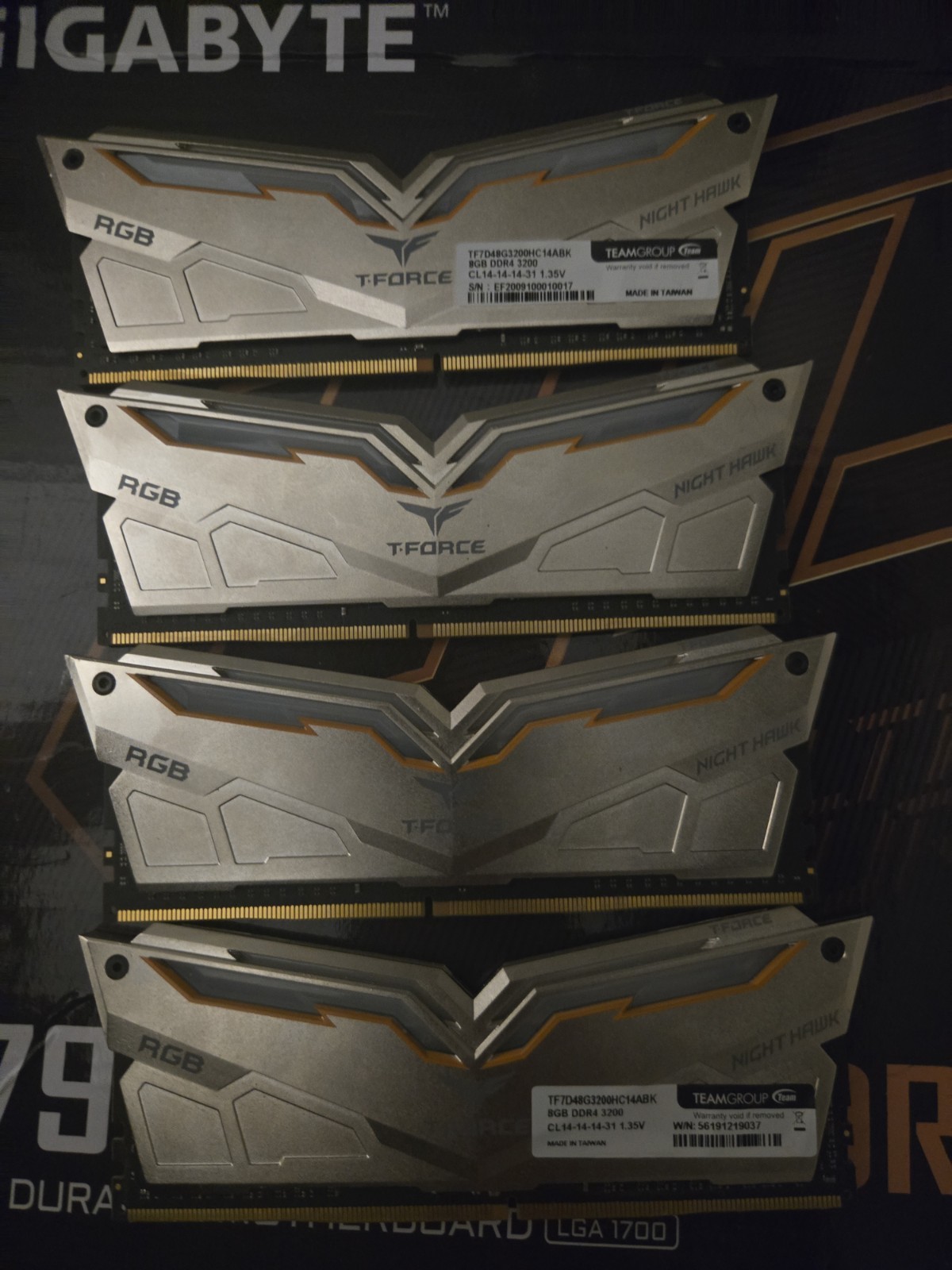 32gb DDR4 Teamgroup Nighthawk CL-14-14-14-31